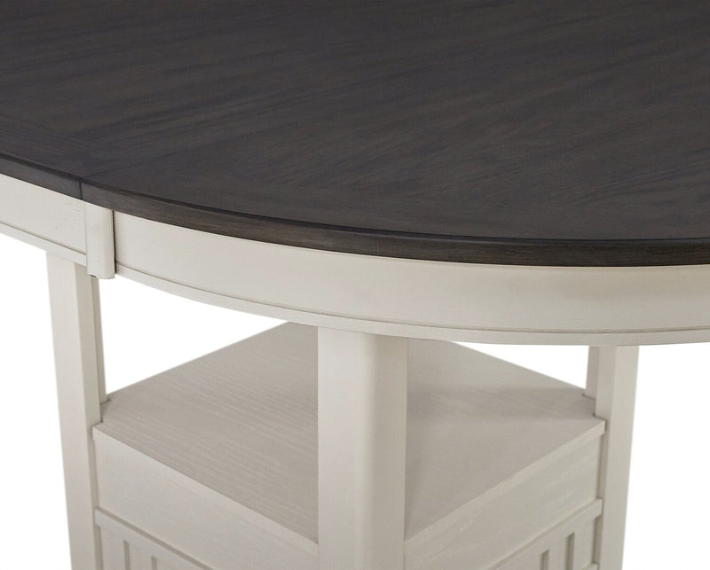 Table de salle à manger ronde Dena de 42 po à 60 po (L) avec rallonge - gris tourterelle