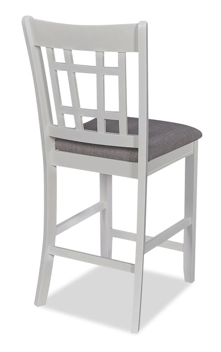 Chaise de salle à manger Dena de hauteur comptoir en tissu d’apparence lin - gris tourterelle