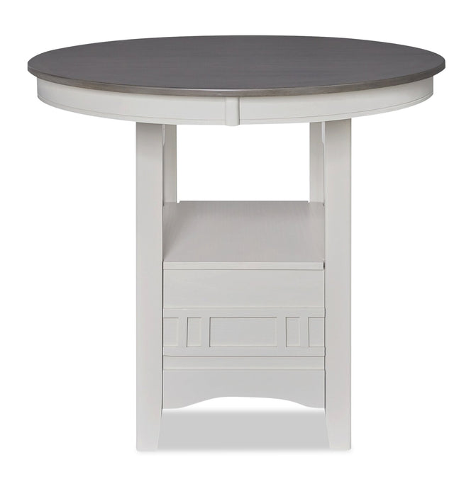 Table de salle à manger ronde Dena de 42 po à 60 po (L) de hauteur comptoir et avec rallonge - gris tourterelle
