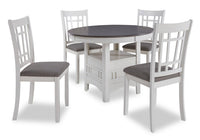 Ensemble de salle à manger Dena 5 pièces avec table ronde, rallonge de 42 po à 60 po (L) et chaises - gris tourterelle