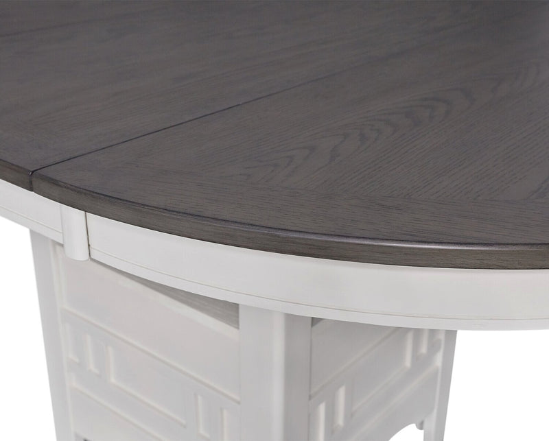Ensemble de salle à manger Dena 5 pièces avec table ronde, rallonge de 42 po à 60 po (L) et chaises - gris tourterelle