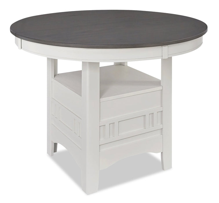 Table de salle à manger ronde Dena de 42 po à 60 po (L) avec rallonge - gris tourterelle
