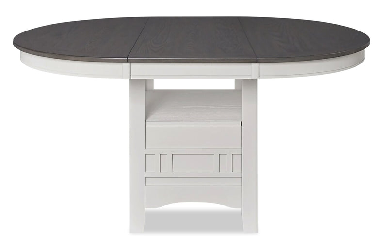 Table de salle à manger ronde Dena de 42 po à 60 po (L) avec rallonge - gris tourterelle