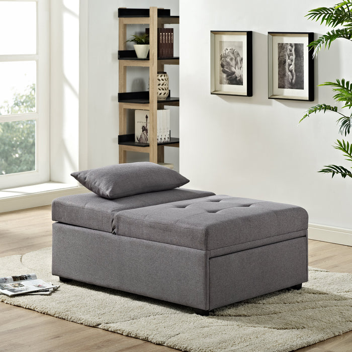 Fauteuil-lit convertible Dune de 43,75 po en tissu avec coussins capitonnés - gris
