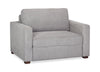 Fauteuil-lit Dusk de 52 po en tissu d’apparence lin avec accoudoirs rectilignes - gris