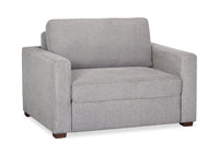 Fauteuil-lit Dusk de 52 po en tissu d’apparence lin avec accoudoirs rectilignes - gris