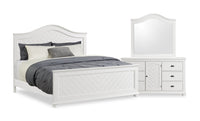 Ensemble de chambre à coucher Ella 5 pièces blanc avec lit à panneaux, commode et miroir - format très grand lit