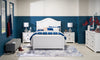 Ella Panel Bed with Headboard & Frame, Chevron Pattern, White - Queen Size | Lit à panneaux Ella blanc avec tête de lit, cadre et motif de chevrons - format grand lit