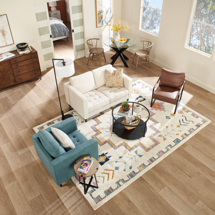 Carpette à poil long Ellis multicolore à motif géométrique - 7 pi 11 po x 10 pi 10 po