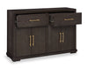 Emery Dining Server with Drawers, Storage & Built-In Wine Racks, 60"W - Black | Desserte de salle à manger Emery de 60 po (L) avec tiroirs, rangement et supports à vin intégrés - noire