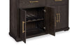 Emery Dining Server with Drawers, Storage & Built-In Wine Racks, 60"W - Black | Desserte de salle à manger Emery de 60 po (L) avec tiroirs, rangement et supports à vin intégrés - noire