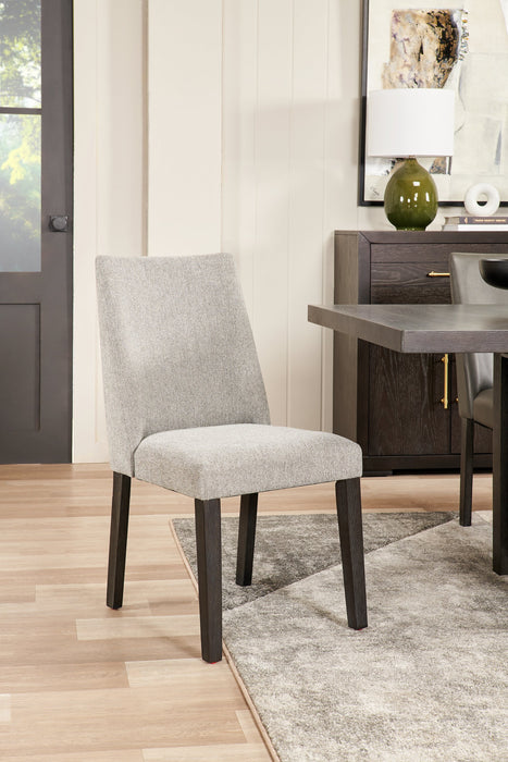 Chaise de salle à manger Emery en tissu de polyester - grise