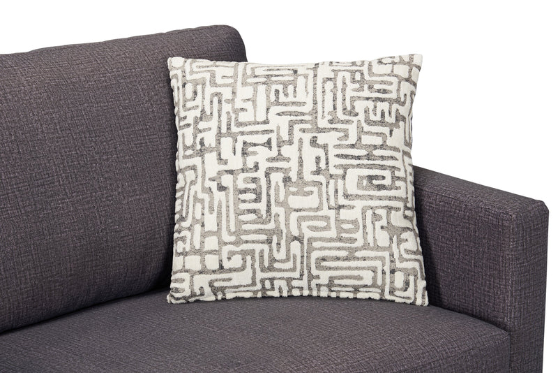 Grand sofa-lit Everlee de 76,5 po fabriqué au Canada en microsuède avec mousse à mémoire de forme et deux coussins décoratifs - gris