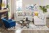 Scott Living Evolve Modular 4-Piece Linen-Look Fabric Pit Sofa Sectional with Feather Down Cushions - Grey | Sofa sectionnel modulaire de style cocon Evolve de Scott Living 4 pièces en tissu d’apparence lin avec coussins en duvet et plumes - gris