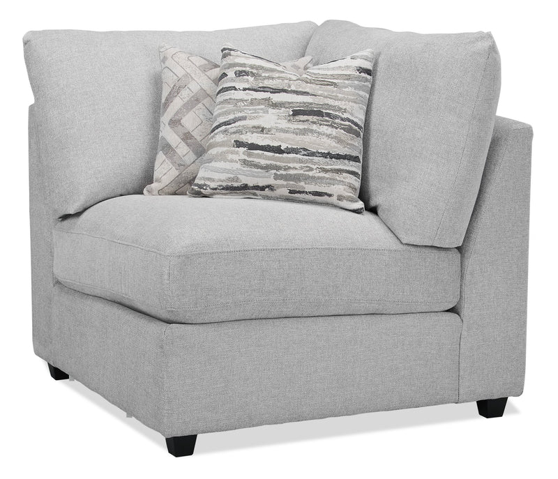 Sofa sectionnel modulaire de style cocon Evolve de Scott Living 4 pièces en tissu d’apparence lin avec coussins en duvet et plumes - gris