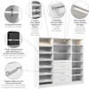 Bestar Florence 85" Modular Reach-In/Walk-In Closet System with LED Lights, Drawers and Shoe Shelves|Système de garde-robe et pièce-penderie modulaire Florence de Bestar de 85 po avec éclairages à DEL,
