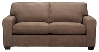 Sofa-lit double Fiona de 74 po fabriqué au Canada en tissu de chenille avec accoudoirs rectilignes - brun moka
