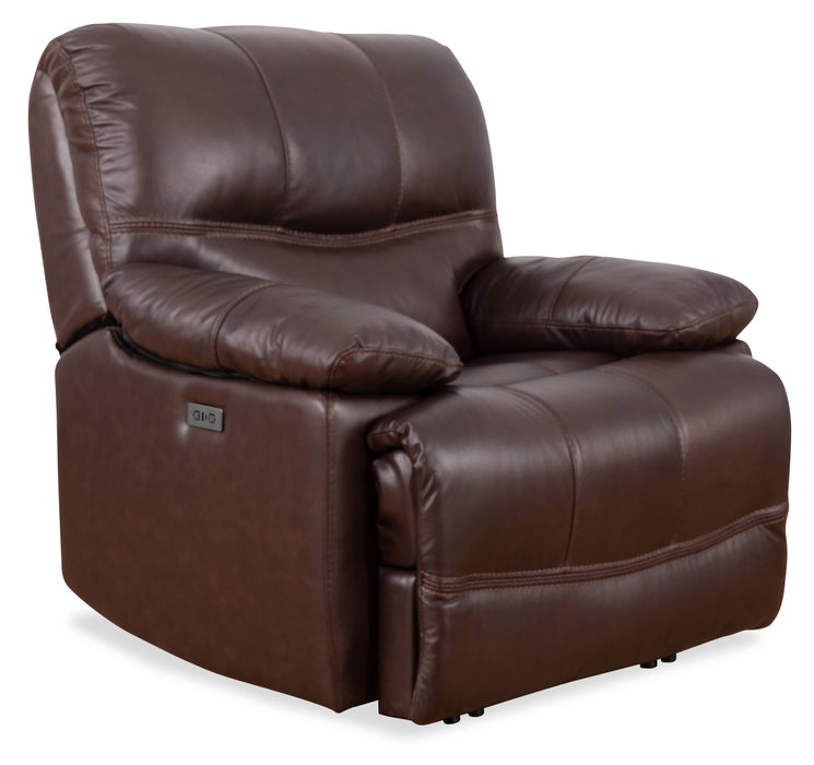 Fauteuil à inclinaison électrique Franco de 42,5 po en cuir véritable avec position zéro gravité et port USB - brun