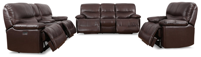 Fauteuil à inclinaison électrique Franco de 42,5 po en cuir véritable avec position zéro gravité et port USB - brun