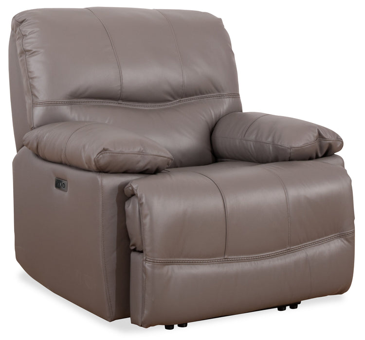 Fauteuil à inclinaison électrique Franco de 42,5 po en cuir véritable avec position zéro gravité et port USB - gris