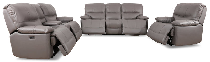 Fauteuil à inclinaison électrique Franco de 42,5 po en cuir véritable avec position zéro gravité et port USB - gris