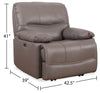 Franco 42.5" Genuine Leather Zero Gravity Power Reclining Chair with USB Port - Grey | Fauteuil à inclinaison électrique Franco de 42,5 po en cuir véritable avec position zéro gravité et port USB - gris