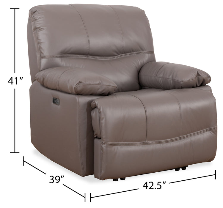 Fauteuil à inclinaison électrique Franco de 42,5 po en cuir véritable avec position zéro gravité et port USB - gris