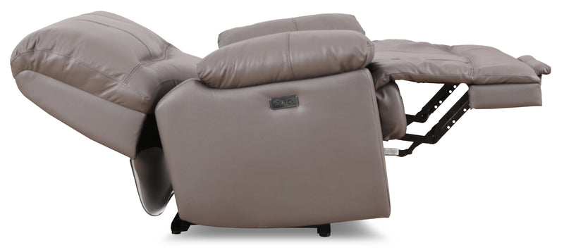 Fauteuil à inclinaison électrique Franco de 42,5 po en cuir véritable avec position zéro gravité et port USB - gris