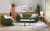 Kort & Co. Freeman 37" Linen-Look Fabric Chair with Wood Legs and Tufted Back Cushion - Avocado Green | Fauteuil Freeman Kort & Co. de 37 po en tissu d’apparence lin avec pattes en bois et coussin de dossier capitonné - vert avocat