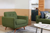 Kort & Co. Freeman 37" Linen-Look Fabric Chair with Wood Legs and Tufted Back Cushion - Avocado Green | Fauteuil Freeman Kort & Co. de 37 po en tissu d’apparence lin avec pattes en bois et coussin de dossier capitonné - vert avocat