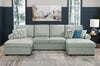 Scott Living Haven 3-Piece Chenille Fabric Sleeper Sectional with Two Storage Chaises - Seafoam Blue | Sofa-lit sectionnel Haven de Scott Living 3 pièces en tissu de chenille avec 2 fauteuils longs de rangement - bleu écume de mer