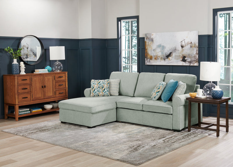 Sofa-lit sectionnel de gauche Haven de Scott Living 2 pièces en tissu de chenille avec fauteuil long de rangement - bleu écume de mer