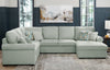 Scott Living Haven 3-Piece Right-Facing Chenille Fabric Sleeper Sectional with Storage Chaise - Seafoam Blue | Sofa-lit sectionnel de droite Haven de Scott Living 3 pièces en tissu de chenille avec fauteuil long de rangement - bleu écume de mer