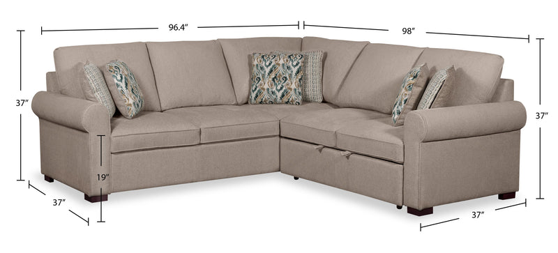 Sofa-lit sectionnel de droite Haven de Scott Living 2 pièces en tissu de chenille - taupe