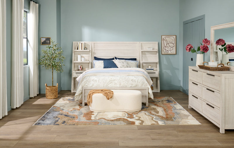 Banc arrondi Maren de 47,25 po en tissu - crème