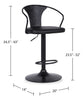 Hero Barstool with Swivel & Adjustable Seat, Vegan Leather Fabric, 23.5-32"H, Metal - Charcoal | Tabouret 23.5-32 po bar Hero en tissu de cuir végétalien et en métal avec siège pivotant et réglable - gris