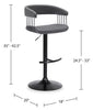 Java Barstool with Swivel & Adjustable Seat, Vegan Leather Fabric, 24.5-33"H, Metal - Grey | Tabouret 24.5-33 po bar Java en tissu de cuir végétalien et en métal avec siège pivotant et réglable - gris