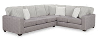 Sofa sectionnel de droite Koda 2 pièces fabriqué au Canada en tissu de chenille avec coussins réversibles - gris Paloma luxueux