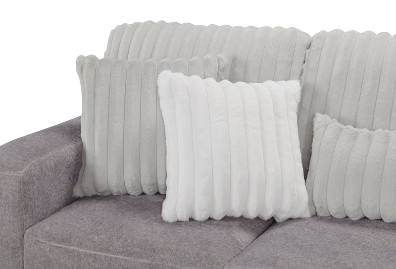 Sofa sectionnel de droite Koda 2 pièces fabriqué au Canada en tissu de chenille avec coussins réversibles - gris Paloma luxueux