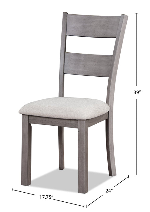 Chaise de salle à manger Krew en tissu de polyester avec dossier en échelle - grise