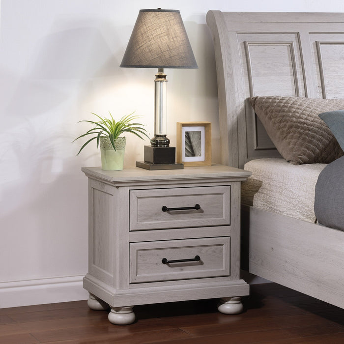 Table de nuit Kylie de 26 po (l) x 25 po (H) à 2 tiroirs avec port USB - sable