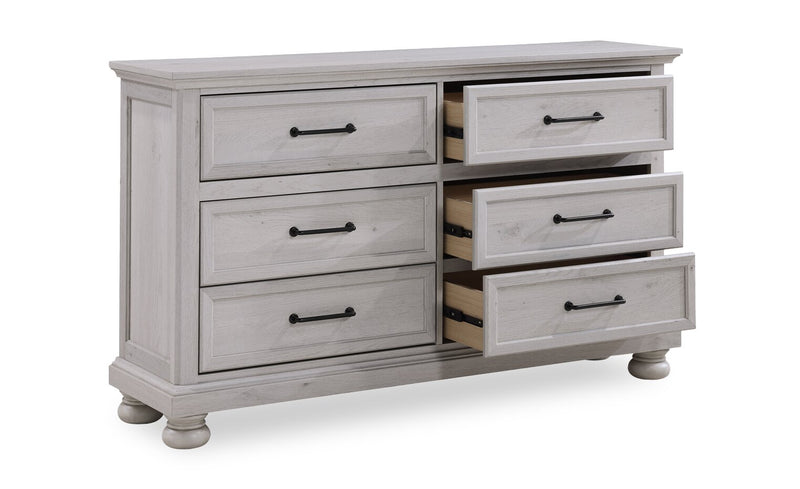 Commode de chambre à coucher Kylie de 60 po (l) x 36 po (H) à 6 tiroirs - sable