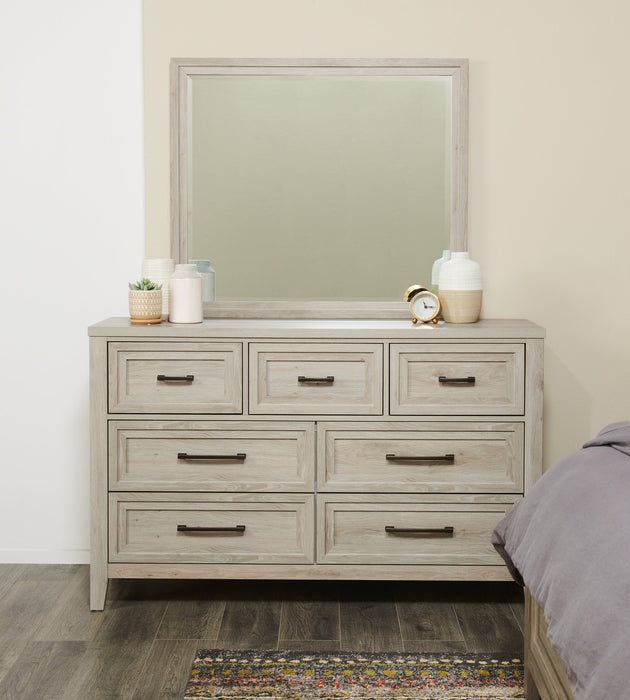 Commode Lara de 60,6 po (L) x 38 po (H) à 7 tiroirs pour la chambre à coucher - gris antique