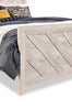 Lark Panel Bed with Headboard & Frame, Chevron Pattern, Rustic White - Queen Size | Lit à panneaux Lark blanc rustique avec tête de lit, cadre et motif de chevrons - format grand lit
