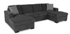 Sofa-lit sectionnel Legend 3 pièces fabriqué au Canada en tissu de chenille avec 2 fauteuils longs de rangement - gris poivre