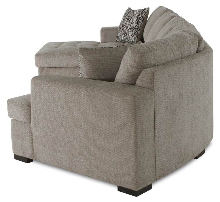 Sofa-lit sectionnel enveloppant de droite Legend 3 pièces fabriqué au Canada en tissu de chenille avec fauteuil long - beige platine