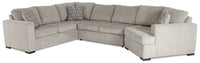 Sofa-lit sectionnel de droite Legend 3 pièces fabriqué au Canada en tissu de chenille avec fauteuil enveloppant - beige platine