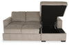 Made in Canada Legend 2-Piece Right-Facing Chenille Fabric Sleeper Sectional with Storage Chaise - Platinum Beige | Sofa-lit sectionnel de droite Legend 2 pièces fabriqué au Canada en tissu de chenille avec fauteuil long de rangement - beige platine