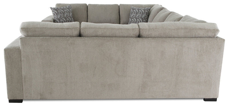 Sofa-lit sectionnel Legend 3 pièces fabriqué au Canada en tissu de chenille - beige platine