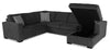 Made in Canada Legend 3-Piece Right-Facing Chenille Fabric Sleeper Sectional with Storage Chaise - Pepper Grey | Sofa-lit sectionnel de droite Legend 3 pièces fabriqué au Canada en tissu de chenille avec fauteuil long de rangement - gris poivre